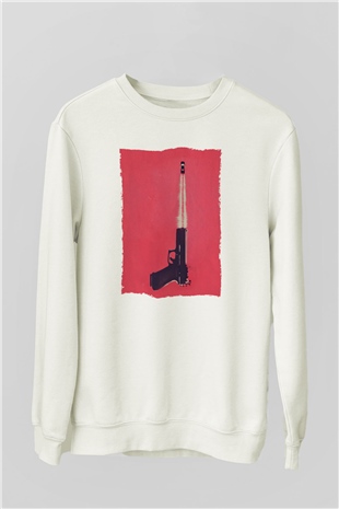 Unisex Tam Gaz - Baby Driver Baskılı Beyaz Sweatshirt