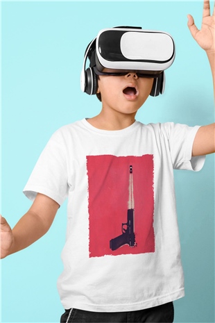 Unisex Tam Gaz - Baby Driver Baskılı Beyaz Çocuk Tshirt