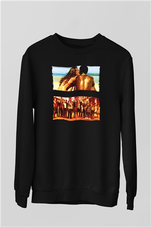 Unisex Tanrı Kent (City of God) Baskılı Siyah Sweatshirt