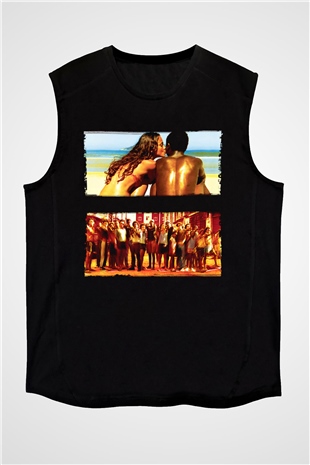 Unisex Tanrı Kent (City of God) Baskılı Siyah Kolsuz Tişört