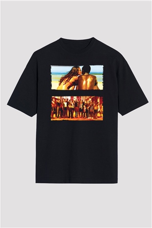 Unisex Tanrı Kent (City of God) Baskılı Siyah Oversize Tişört