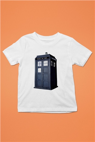 Unisex Tardis - Doctor Who Baskılı Beyaz Çocuk Tshirt