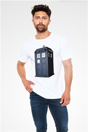Tardis - Doctor Who Baskılı Beyaz T-shirt