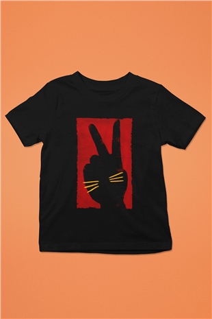 Unisex Tavşan Jojo (Jojo Rabbit) Baskılı Siyah Çocuk Tshirt