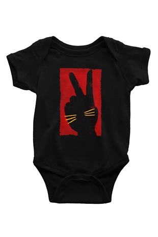 Unisex Tavşan Jojo (Jojo Rabbit) Baskılı Siyah Bebek Body - Zıbın