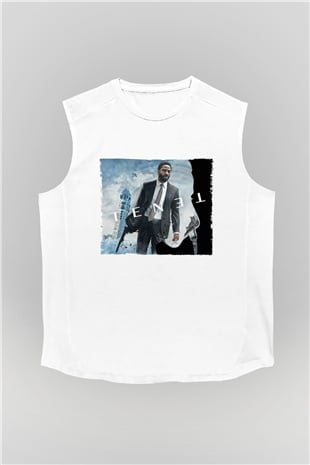 Unisex Tenet Baskılı Beyaz Kolsuz Tshirt
