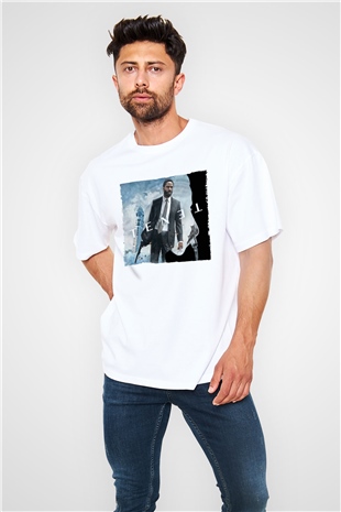 Unisex Tenet Baskılı Beyaz Oversize Oversize T-shirt