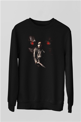 Unisex Terminatör 2 Kıyamet Günü (Terminator 2 Judgment Day) Baskılı Siyah Sweatshirt