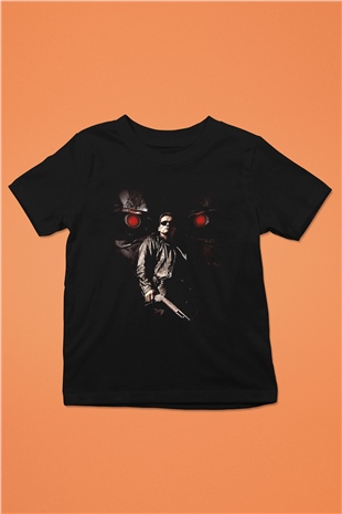 Unisex Terminatör 2 Kıyamet Günü (Terminator 2 Judgment Day) Baskılı Siyah Çocuk T-Shirt