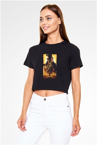 Unisex Terminatör Kara Kader (Terminator Dark Fate) Baskılı Siyah Crop Top Tshirt