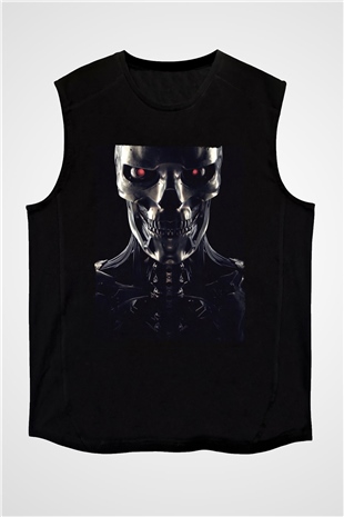 Unisex Terminatör Kara Kader (Terminator Dark Fate) Baskılı Siyah Kolsuz Tişört