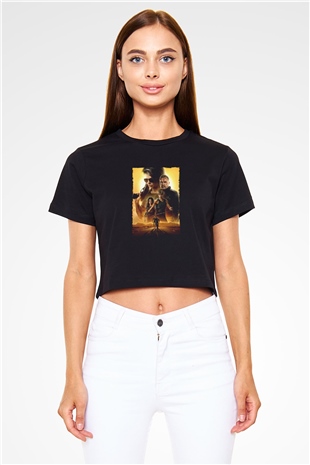 Unisex Terminatör Kara Kader (Terminator Dark Fate) Baskılı Siyah Crop Top Tshirt