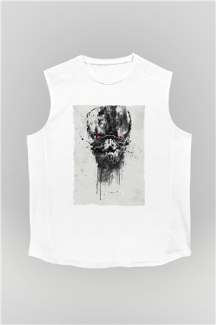 Unisex Terminatör Kara Kader (Terminator Dark Fate) Baskılı Beyaz Kolsuz T-shirt