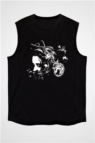 Unisex Testere III (Saw III) Baskılı Siyah Kolsuz Tshirt