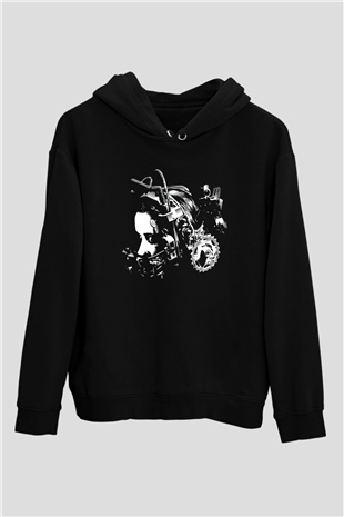 Unisex Testere III (Saw III) Baskılı Siyah Kapüşonlu Sweatshirt