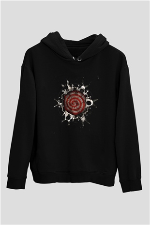 Unisex Testere VI (Saw VI) Baskılı Siyah Kapüşonlu Sweatshirt