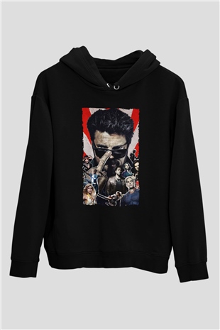 Unisex The Boys Baskılı Siyah Kapüşonlu Sweatshirt