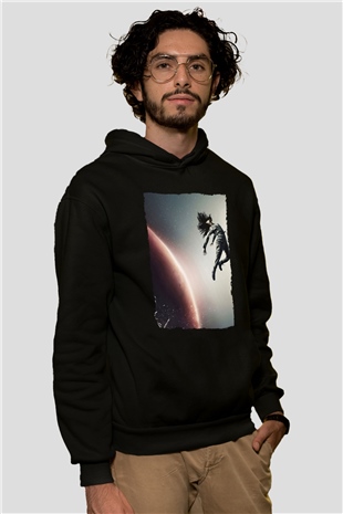 Unisex The Expanse Baskılı Siyah Kapüşonlu Sweatshirt