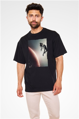 Unisex The Expanse Baskılı Siyah Oversize Tshirt