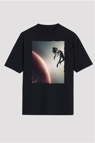 Unisex The Expanse Baskılı Siyah Oversize Tshirt
