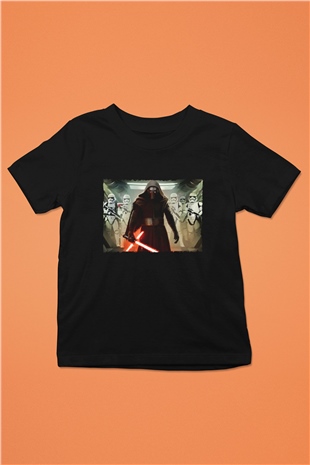 Unisex The Force Awakens Kylo Ren Baskılı Siyah Çocuk T-Shirt