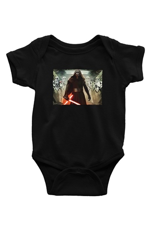 Unisex The Force Awakens Kylo Ren Baskılı Siyah Bebek Body - Zıbın