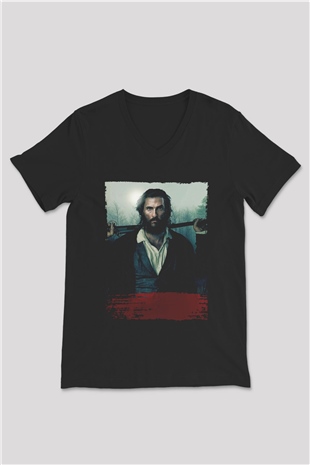 Unisex The Free State of Jones Baskılı Siyah V Yaka Tişört