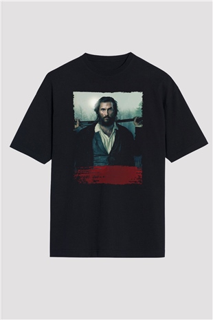Unisex The Free State of Jones Baskılı Siyah Oversize Tişört
