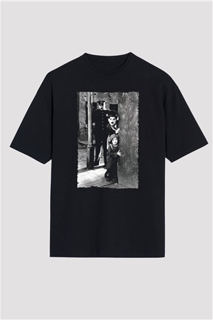 Unisex The Kid Baskılı Siyah Oversize Tişört