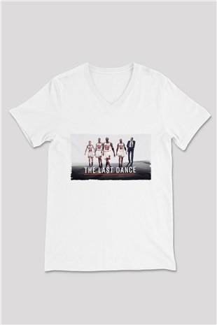 Unisex The Last Dance Baskılı Beyaz V Yaka Tişört