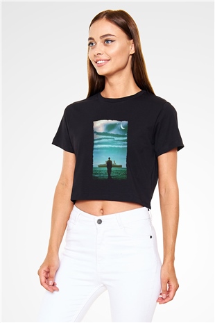Unisex The Legend of 1900 Baskılı Siyah Crop Top Tişört
