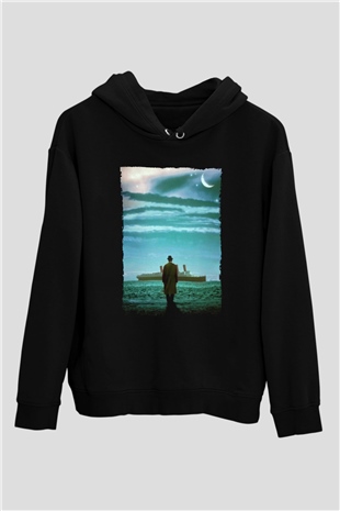 Unisex The Legend of 1900 Baskılı Siyah Kapüşonlu Sweatshirt