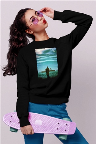 Unisex The Legend of 1900 Baskılı Siyah Sweatshirt