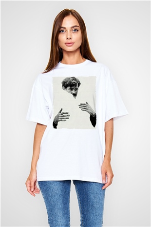 Unisex The Lobster Baskılı Beyaz Oversize Oversize T-shirt