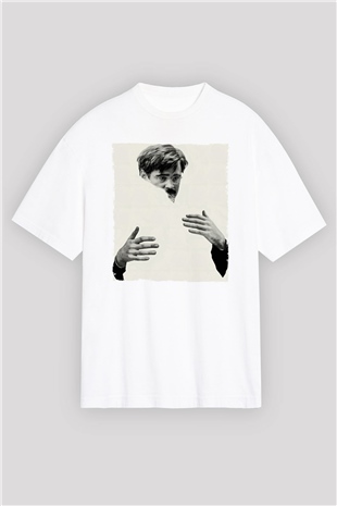 Unisex The Lobster Baskılı Beyaz Oversize Oversize T-shirt