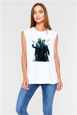 Unisex The Matrix Baskılı Beyaz Kolsuz Tshirt
