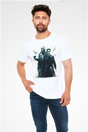 The Matrix Baskılı Beyaz Tshirt
