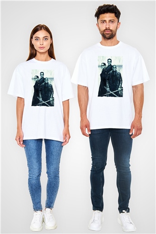 Unisex The Matrix Revolutions Baskılı Beyaz Oversize Tişört