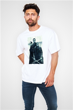 Unisex The Matrix Revolutions Baskılı Beyaz Oversize Tişört