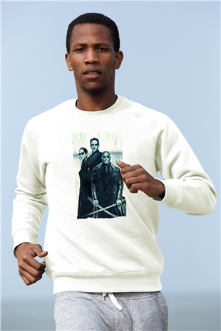 Unisex The Matrix Revolutions Baskılı Beyaz Sweatshirt