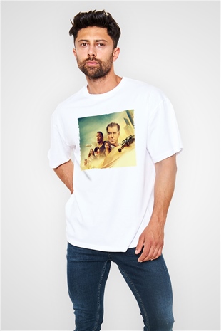 Unisex The Misfits Baskılı Beyaz Oversize Tişört
