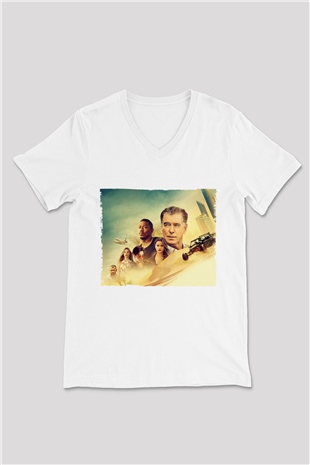 Unisex The Misfits Baskılı Beyaz V Yaka Tişört