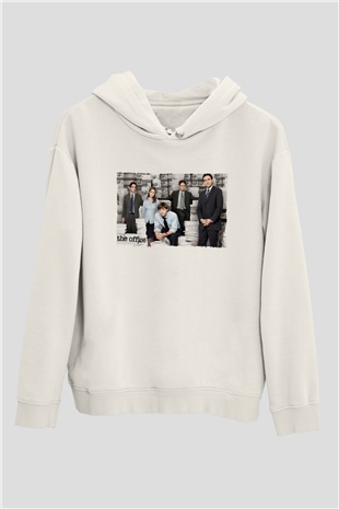 Unisex The Office Baskılı Beyaz Kapüşonlu Sweatshirt