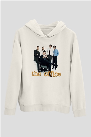 Unisex The Office Baskılı Beyaz Kapüşonlu Sweatshirt