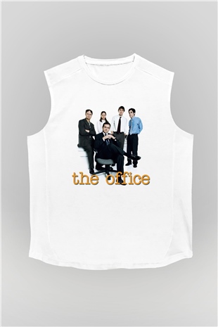 Unisex The Office Baskılı Beyaz Kolsuz Tshirt