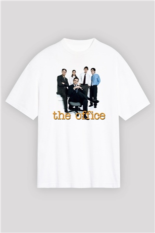 Unisex The Office Baskılı Beyaz Oversize Oversize T-shirt