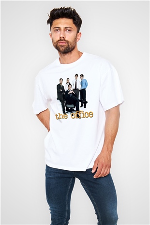 Unisex The Office Baskılı Beyaz Oversize Oversize T-shirt