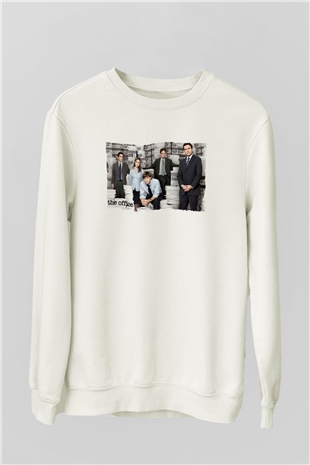 Unisex The Office Baskılı Beyaz Sweatshirt