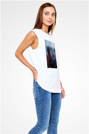 Unisex The Revenant Baskılı Beyaz Kolsuz T-shirt