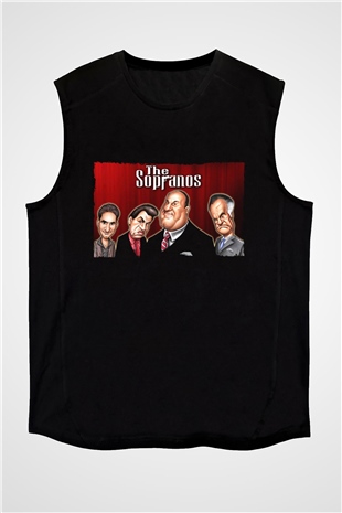 Unisex The Sopranos Baskılı Siyah Kolsuz Tshirt
